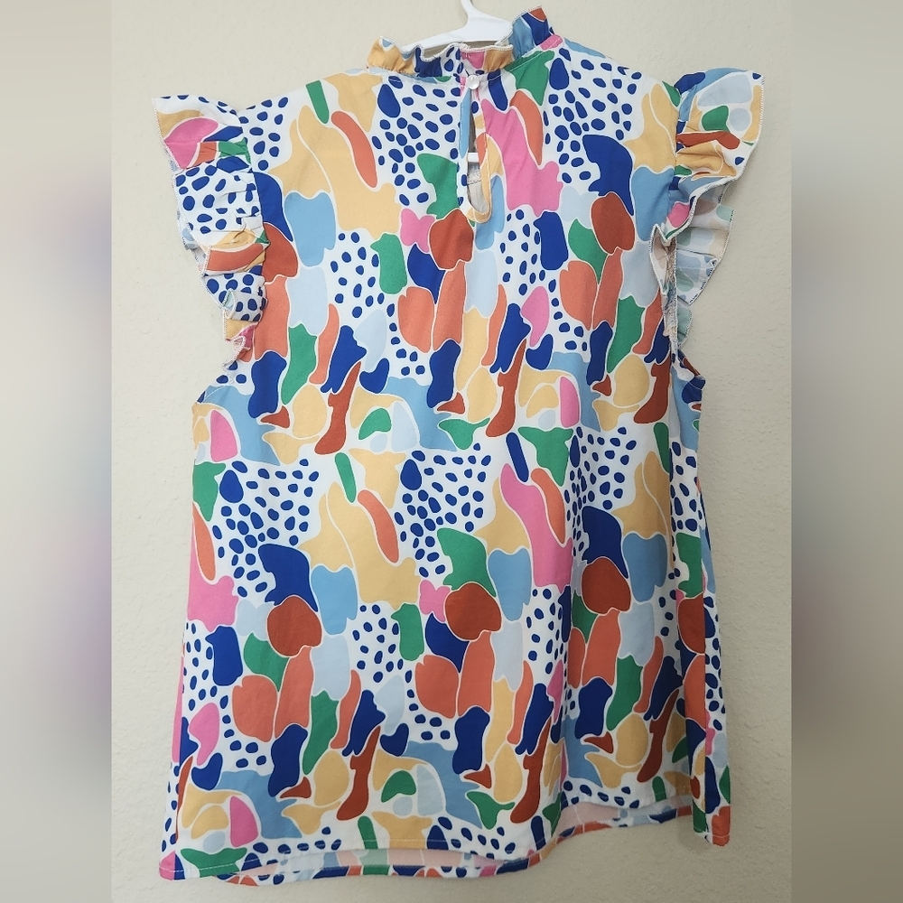 Emery Rose Abstract Rufle Top Size Large - Picture 7 of 7